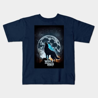 Wolf and Moon V1 Kids T-Shirt